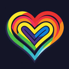 Sticker - A sleek logo featuring a rainbow heart with seven bold colors, designed in a flat, ultramodern graphic style.