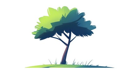 Sticker - Colorful handdrawn tree illustration in a playful toon style, perfect for digital art and compositions on a clean background.