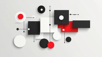 Sticker - Explore a modern flat illustration featuring vector connections, dots, and lines set against a sleek gray background.