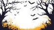 © Korawan - A Halloween themed drawing of bats flying around a tree