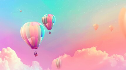 Sticker - Pastel Sky with Hot Air Balloons