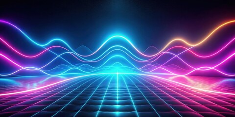 Wall Mural - Futuristic abstract background with glowing waves and neon lines , futuristic, abstract, background, glowing, wave, neon