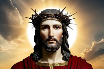 Poster - Stunning Closeup of Jesus Christ with Crown of Thorns