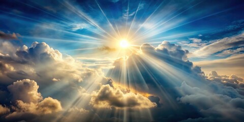 Wall Mural - sunlight shining through clouds, representing hope and the presence of a higher power, sunlight, gli