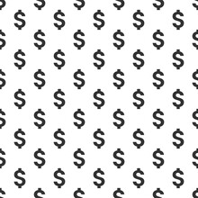 dollar sign seamless pattern in black with transparent background