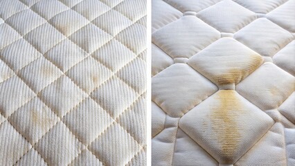 render comparing dirty and clean mattress fabric after two stages of cleaning, mattress, fabric, cleaning, dirt, blood