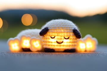 Sticker - Adorable Crochet Sheep Night Light with Warm Glow