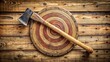 © lapeepon - Axe embedded in wooden target after precise throw, axe, target, bullseye, accuracy, skill, competition, sport, challenge, game