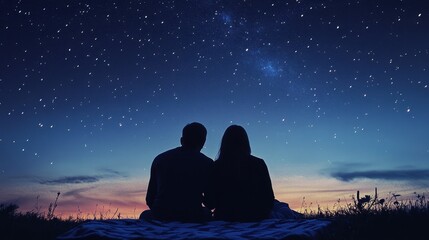 Starry Night Couple Silhouette Under the Milky Way