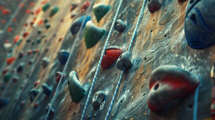 Friends rock climbing indoors