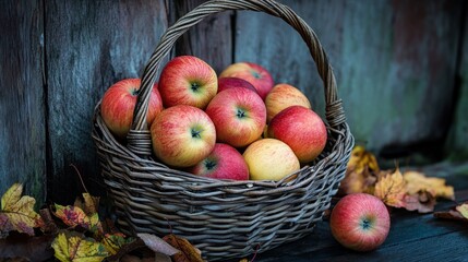 Poster - Harvest Time: A Basket Overflowing with Crisp Autumn Apples