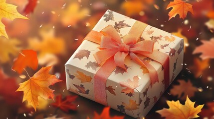 Wall Mural - Autumn Gift: A Cozy Treasure Wrapped in Seasonal Splendor