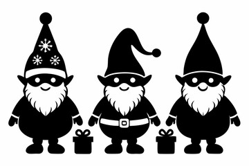 Wall Mural - Set of Christmas gnomes. Christmas gnomes silhouette bundle. Vector illustration