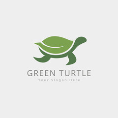 Poster - green turtle logo with leaf-shaped shell vector