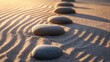 © pinporn manosri - A ground in a Zen garden, with meticulously raked sand and carefully placed stones, capturing the essence of tranquility