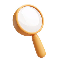 Wall Mural - yellow magnifying glass 3d render icon isolated on transparent background cutout