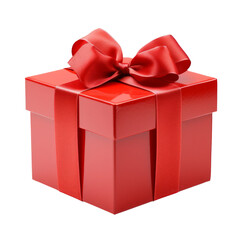 red gift box isolated on transparent background cutout