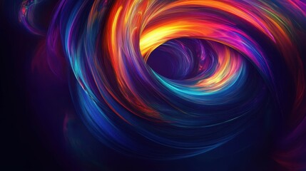 intricate neon swirls, vibrant colors glowing, light trails twisting, abstract cosmic vortex, hypnotic energy spirals, electric flowing ribbons, luminous patterns in darkness