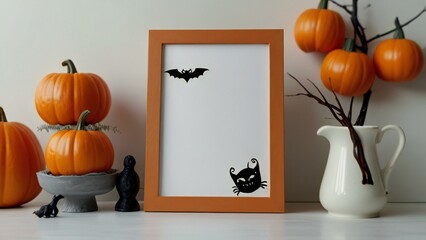 Wall Mural - halloween background with pumpkin and pumpkins