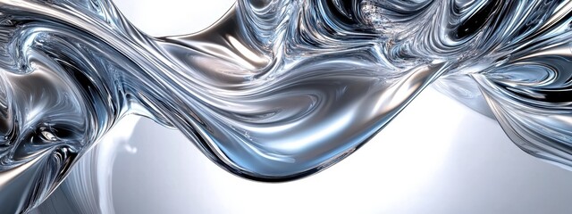 abstract fluid art, metallic silver ripples, liquid mercury textures, iridescent shimmering waves, fractal patterns, alien alien-like forms, surreal