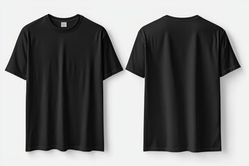 Black Tshirt Mockup Front and Back Isolated created with Generative AI