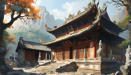 Ancient temple art and ambiance in Asia