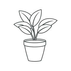 Office poted plant line art vector illustration