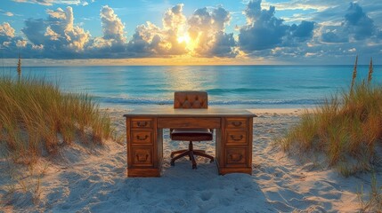 Office on the Beach, Sunset Serenity