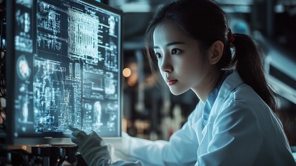 engineer technician programming control systems and analyzing data for robotic machinery in manufacturing innovation and automation technology