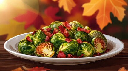 Wall Mural - Autumn Feast: Roasted Brussels Sprouts with Festive Accents