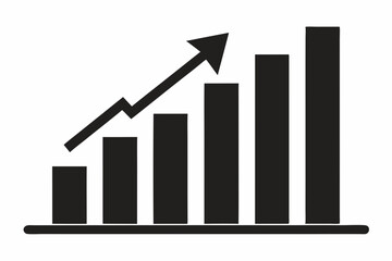 
Growth bar chart, Growing graph vector, Business chart with arrow, Profit growing icon, Growth success icon vector. 
