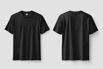 Black Tshirt Mockup Front and Back Isolated created with Generative AI