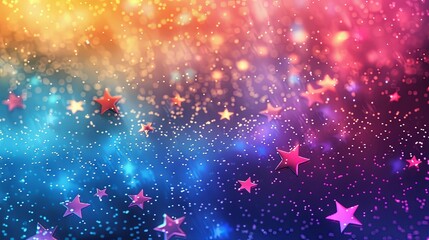 Wall Mural - Abstract Colorful Background with Stars and Bokeh Lights