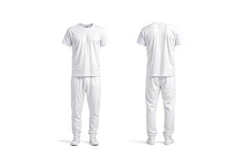 Blank white sport uniform mock up, front and back view