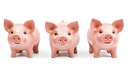 Aufkleber - Closeup set of piggy banks on an isolated white background