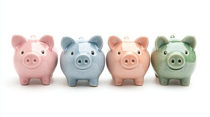 Aufkleber - Closeup set of piggy banks on an isolated white background