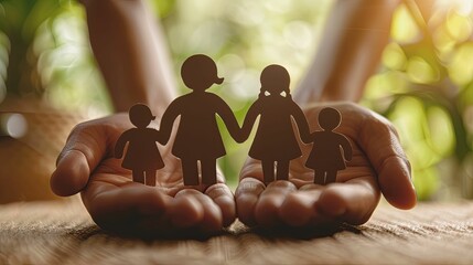 Paper Family Silhouettes Held in Hands