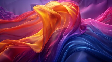 Wall Mural - Abstract Swirling Fabric in Vibrant Hues of Yellow, Orange, Pink, and Blue