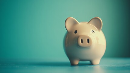 Aufkleber - Piggy bank against a blue background symbolizing saving money and investing for the future with ideas for personal savings accounts