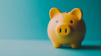 Aufkleber - Piggy bank against a blue background symbolizing saving money and investing for the future with ideas for personal savings accounts