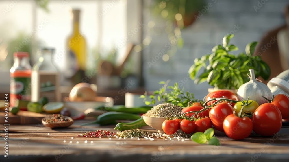 Salsa Making Backgrounds Process of making salsa with ripe tomatoes, onions, peppers, and spices ...