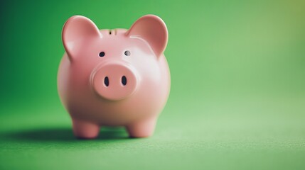 Aufkleber - Pink piggy bank isolated against a green background
