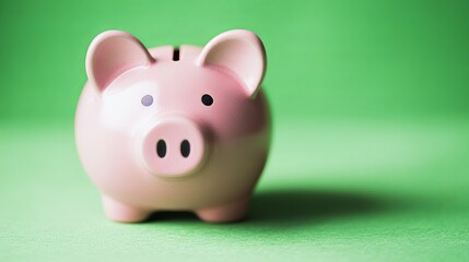 Aufkleber - Pink piggy bank isolated against a green background