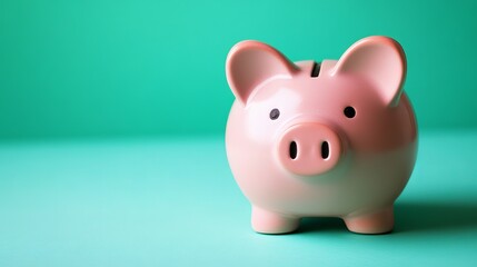 Aufkleber - Pink piggy bank isolated against a green background