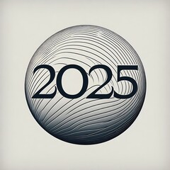 Wall Mural - 2025 Happy New Year Minimalistic Design