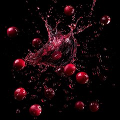 Red Berries Splashing in Water