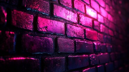 Vibrant neon brick walls in black, pink, and purple tones. Future urban street design with bold colors, perfect for modern backgrounds and dynamic visual projects.