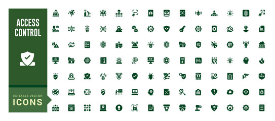 Wall Mural - set of access control icons. house protection, smart house icon, filled icon set, glyph icon set for