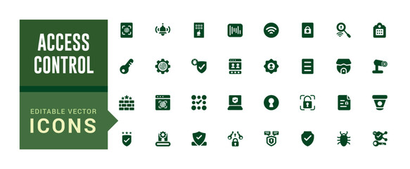 Wall Mural - set of access control icons. house protection, smart house icon, filled icon set, glyph icon set for