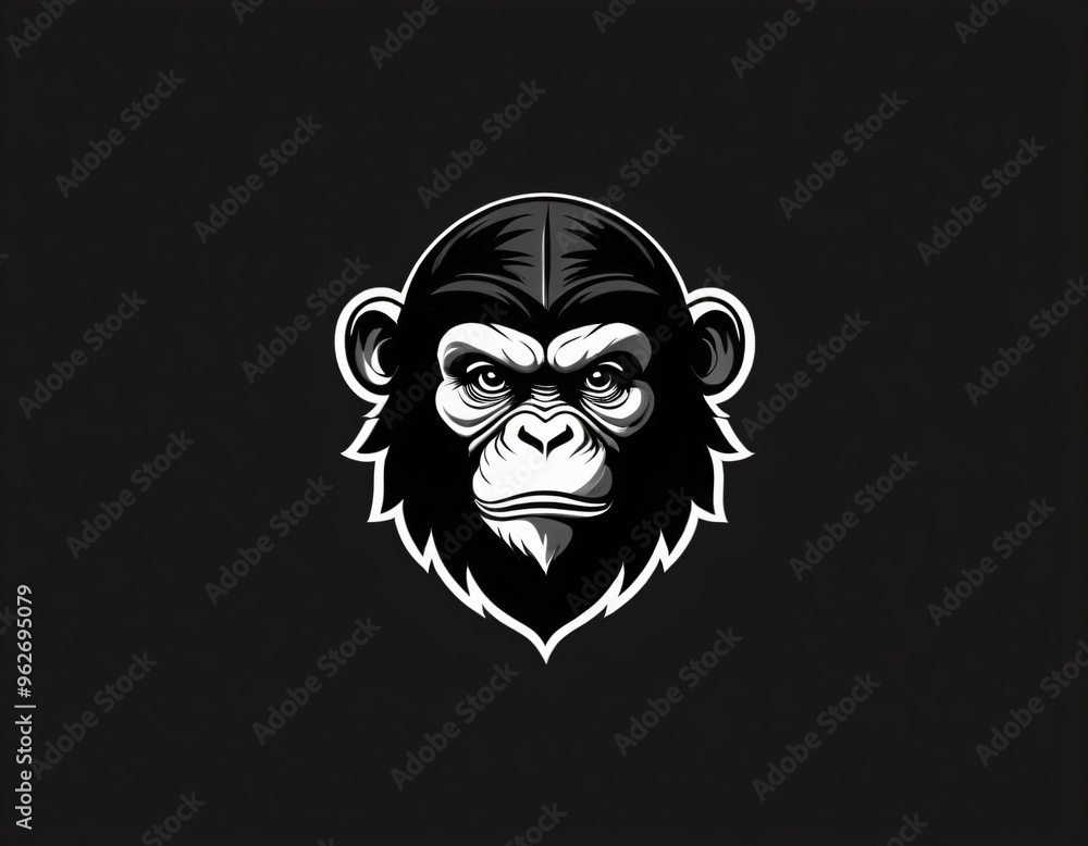 Monkey head silhouette logo design. icon in black and white color. Ai ...